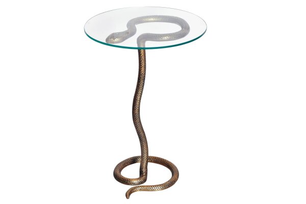 Table dappoint verre dur métal en cuivre 45x45 cm fait main