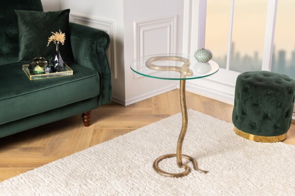 Table dappoint verre dur métal en cuivre 45x45 cm fait main