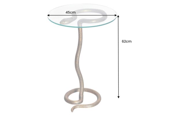 Table dappoint verre dur métal en cuivre 45x45 cm fait main