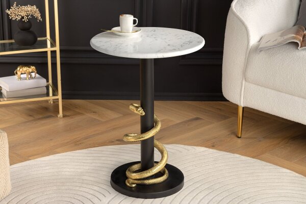 Table dappoint en marbre métal rond Ø 41 cm travail manuel