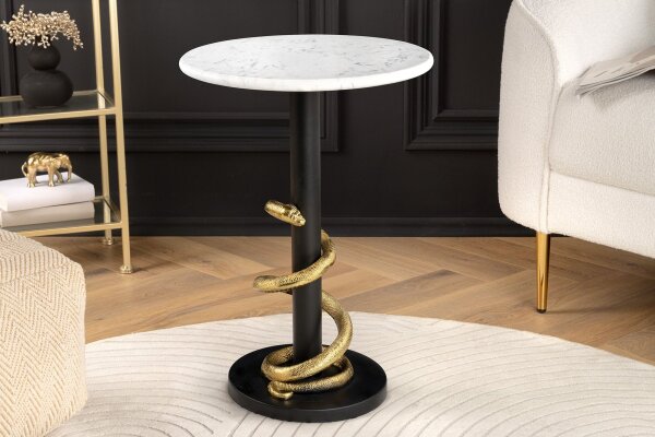 Table dappoint en marbre métal rond Ø 41 cm travail manuel