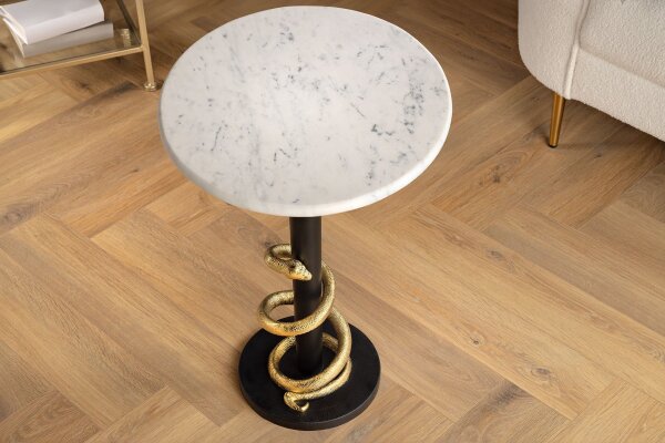 Table dappoint en marbre métal rond Ø 41 cm travail manuel