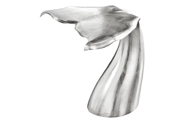 Table dappoint en métal argenté 57x50 cm artisanale