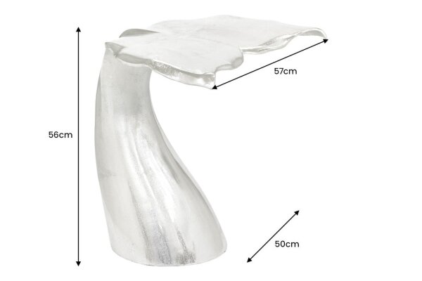 Table dappoint en métal argenté 57x50 cm artisanale