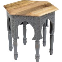 Table dappoint en bois de manguier Oriental Shabby Gris L...