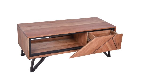 Table basse 120 cm bois métal avec tiroirs MONRO