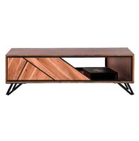 Table basse 120 cm bois m&eacute;tal avec tiroirs MONRO