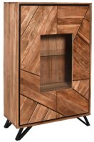 Vitrine bois verre métal hauteur 150 cm Nature...