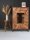 Vitrine bois verre métal hauteur 150 cm Nature Noir Moderne