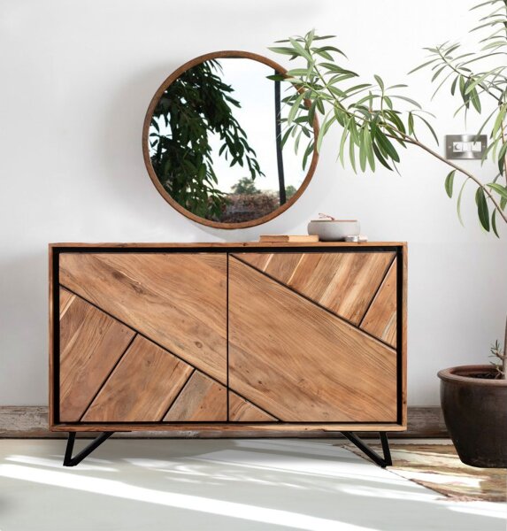 Sideboard bois métal largeur 120cm acacia moderne MONRO