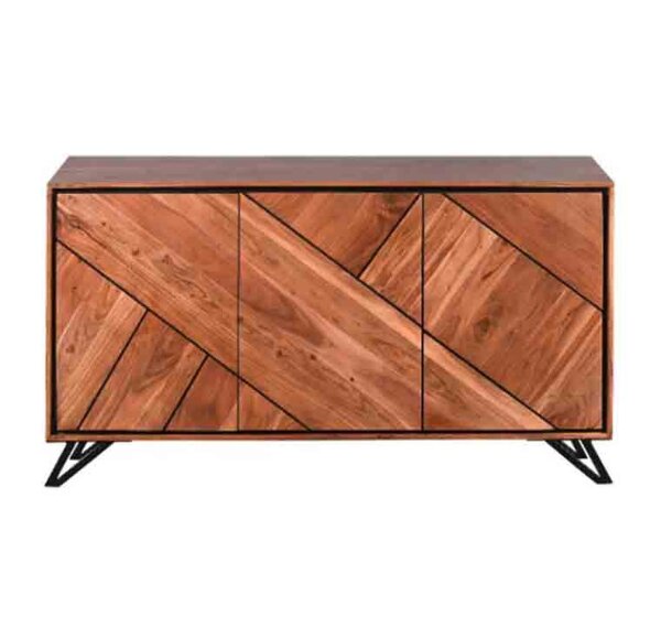 Buffet largeur 180 cm bois métal 3 portes Moderne