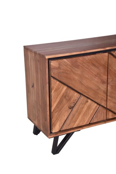 Buffet largeur 180 cm bois métal 3 portes Moderne
