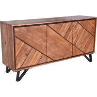 Buffet largeur 180 cm bois m&eacute;tal 3 portes Moderne