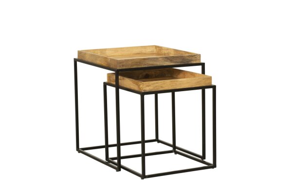 Lot de 2 tables dappoint carrées en bois de manguier acier MORLEY