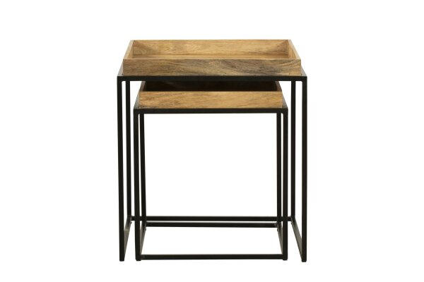 Lot de 2 tables dappoint carrées en bois de manguier acier MORLEY