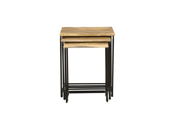 Table dappoint en bois de manguier Acier Set de 3 carrés SEATON