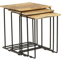 Table dappoint en bois de manguier Acier Set de 3...