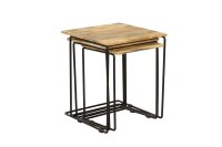 Table dappoint en bois de manguier Acier Set de 3...