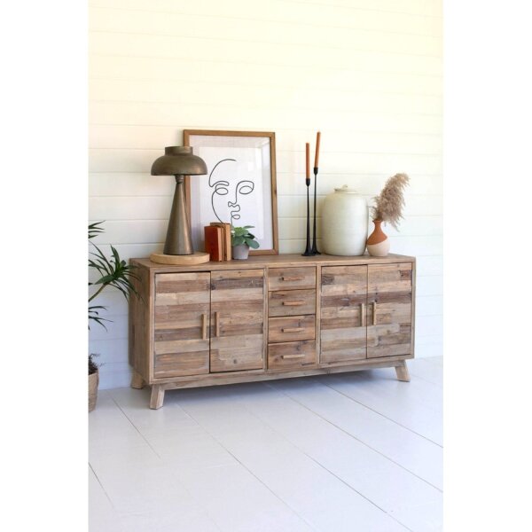 Buffet 150 cm bois fer avec tiroirs portes STIRLING