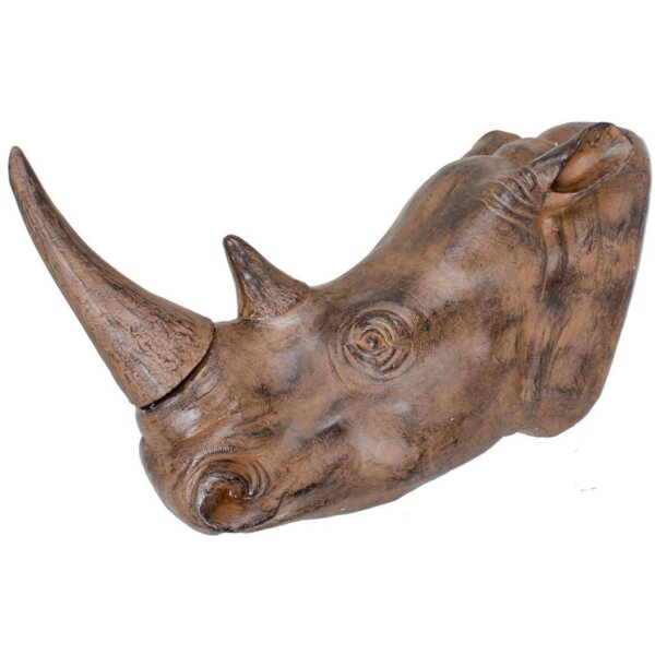 Sculpture murale Tête de rhinocéros Polyrésine L : 61 cm Brun artificiel