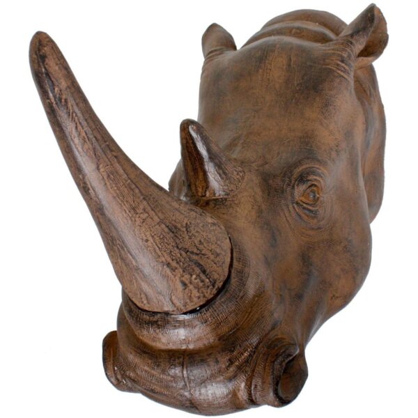 Sculpture murale Tête de rhinocéros Polyrésine L : 61 cm Brun artificiel