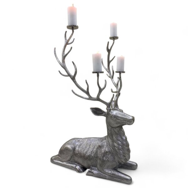 XXL Chandelier Cerf grand H : 142,5cm en argent