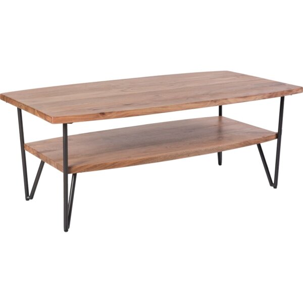 Table basse 110 cm bois acier avec espace de rangement rectangulaire YORK