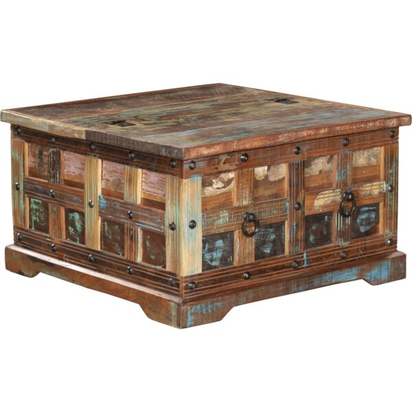 Table coffre bois multicolore L : 70,5 cm carrée avec tiroirs