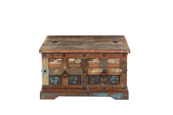Table coffre bois multicolore L : 70,5 cm carrée avec tiroirs