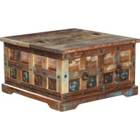 Table coffre bois multicolore L : 70,5 cm carrée...