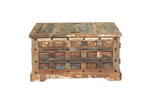 Table coffre avec tiroirs L : 90 cm Bois multicolore BLAIR
