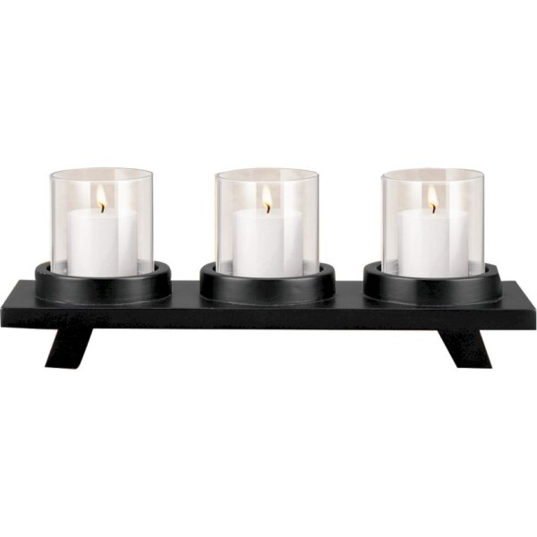 Chandelier noir 28,5 cm de large verre acier ELLIS