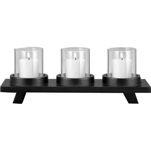 Chandelier noir 28,5 cm de large verre acier ELLIS