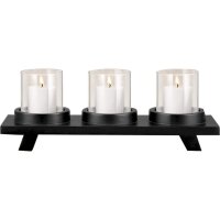 Chandelier noir 28,5 cm de large verre acier ELLIS