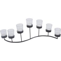 Bougeoir noir verre acier L : 66 cm pour bougies...
