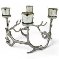 Chandelier en argent verre alu L : 38 cm look bois de cerf