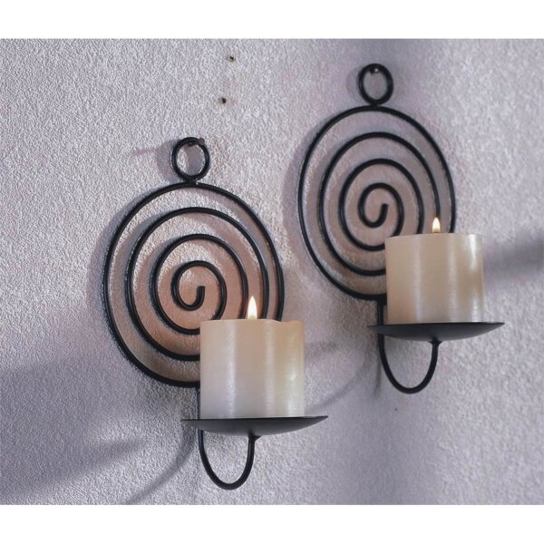 Porte-bougies mural Noir Lot de 2 L : 10 cm décoratif