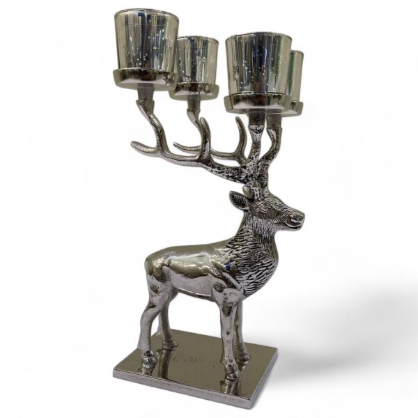 Chandelier argenté décoratif design cerf H : 35,5 cm