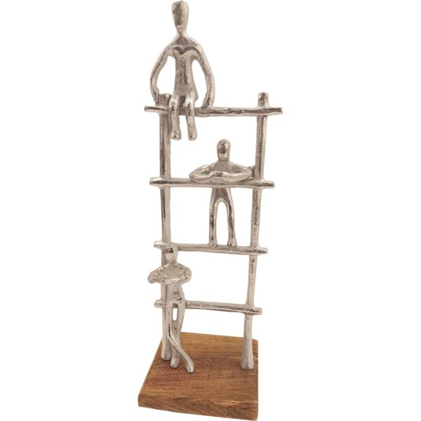 Statue 40 cm de haut en aluminium bois de mangue en argent