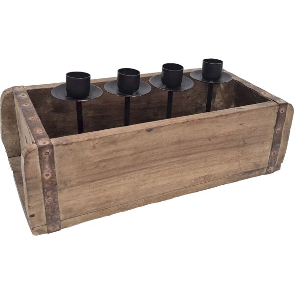 Bougeoir rustique pour bougies L : 32 cm Bois Fer