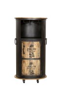 Armoire bar avec roulettes H : 115 cm Acier Bois Noir...