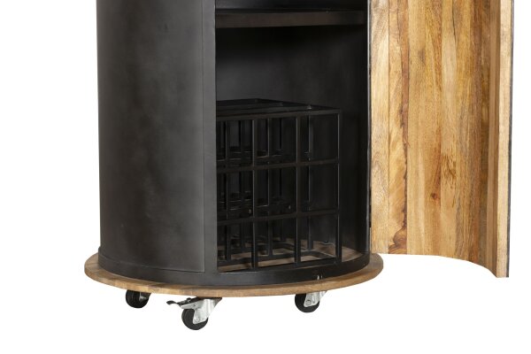 Armoire à vin avec roulettes H : 155 cm Acier Mangoholz Hausbar