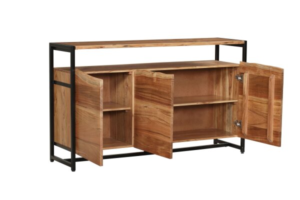 Buffet en bois dacacia fer 145 cm de large Industrial