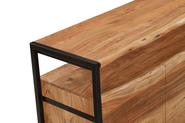 Buffet en bois dacacia fer 145 cm de large Industrial