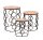 Set de 3 tables dappoint vintage design bois de mangue fer rond