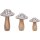 Statues champignons Set de 3 petites d&eacute;corations Bois de mangue Alu PRESLEY