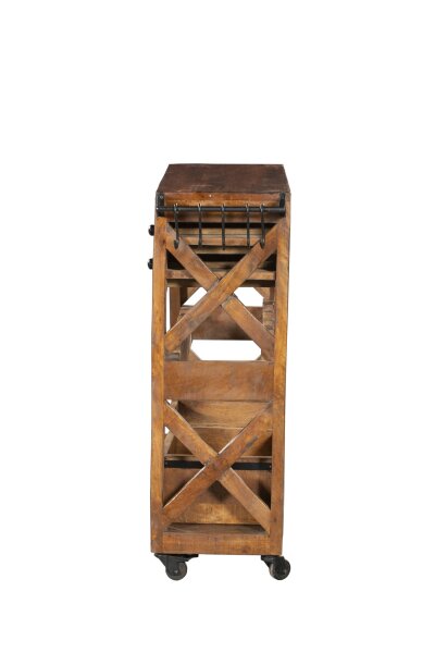 Armoire bar avec roulettes bois de mangue acier L : 100 cm Industrial