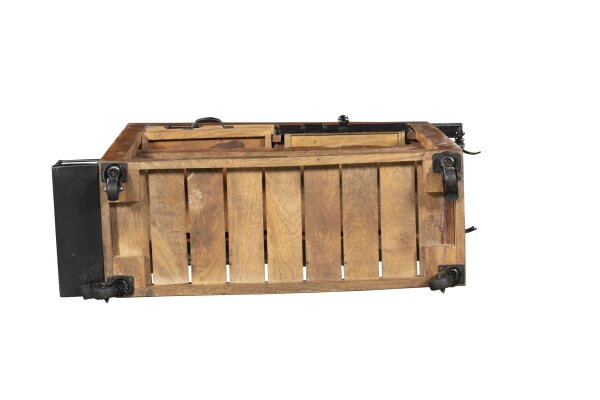 Armoire bar avec roulettes bois de mangue acier L : 100 cm Industrial
