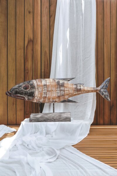 Décoration murale en bois poisson 100 cm de long artisanat shabby