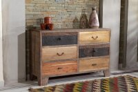 Commode en bois largeur 135 cm gris naturel noir SILAS